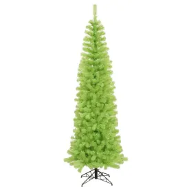 12' Pre-Lit Chartreuse Green Artificial Pencil Christmas Tree - Green Lights