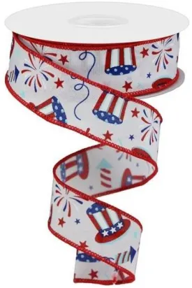 1.5" Uncle Sam Fireworks Ribbon: White (10 Yards)