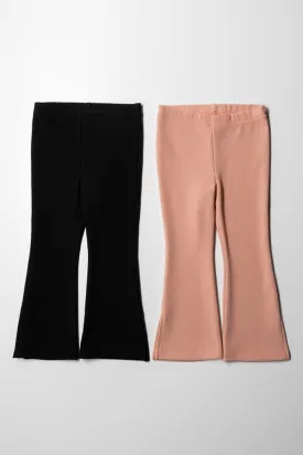 2 Pack Flare Leggings Black & Natural