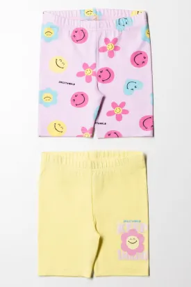 2Pk Smiley World Cycling Shorts Yellow