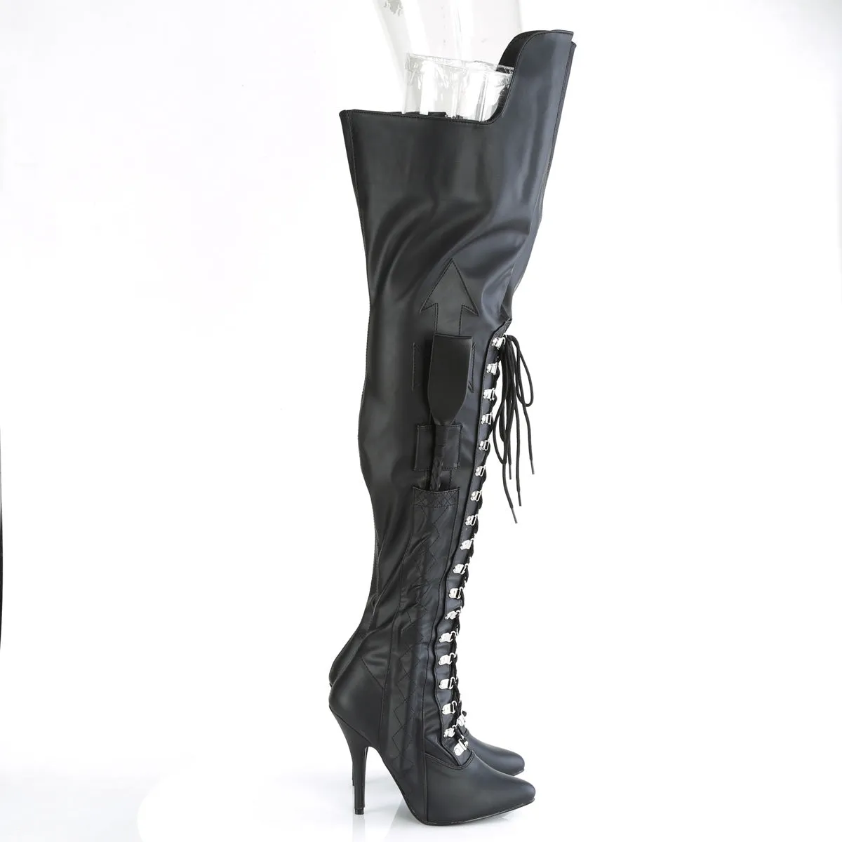 5 Inch Heel SEDUCE-3082 Black Stretch Pu