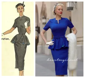 Audrey - vintage pencil dress with peplum 30s 40s