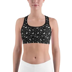 Black Reindeer Christmas Sports Bra