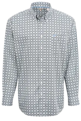 Cinch Foulard Print Button-Front Shirt - Blue