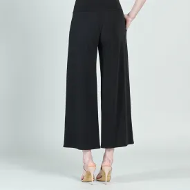 Clara Sun Woo Draped Front Slit Ankle Petal Pant - Black PT30