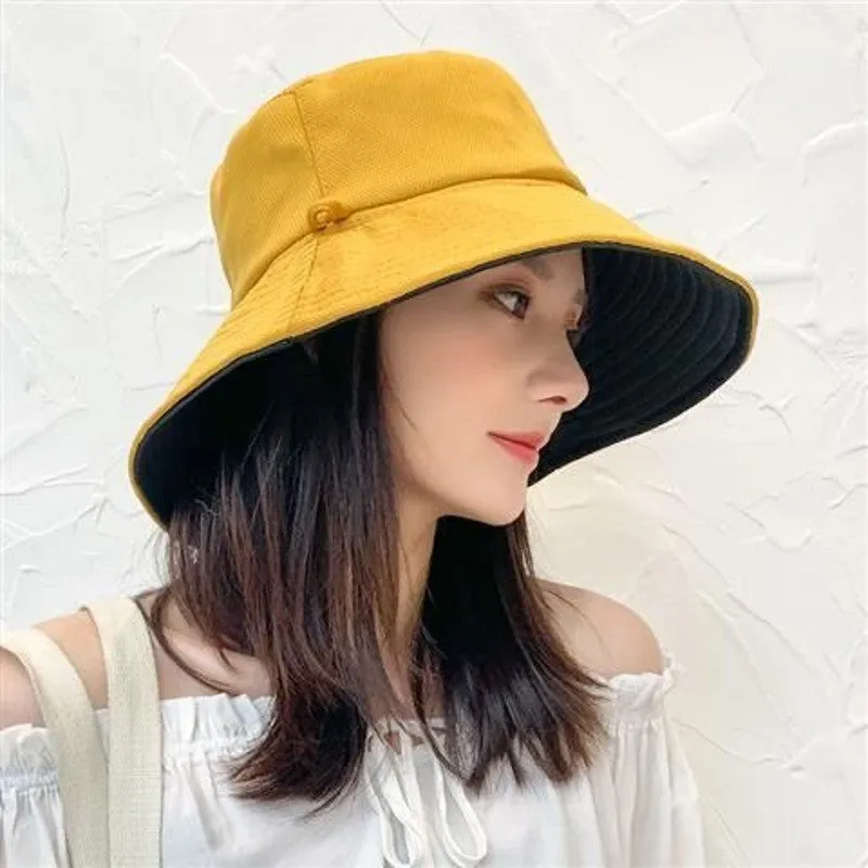 Double-sided Foldable Bucket Hat Summer Sun Hat for Women Girls Visor Fisherman Cap Anti-UV Wide Brim Sunscreen Hats Caps