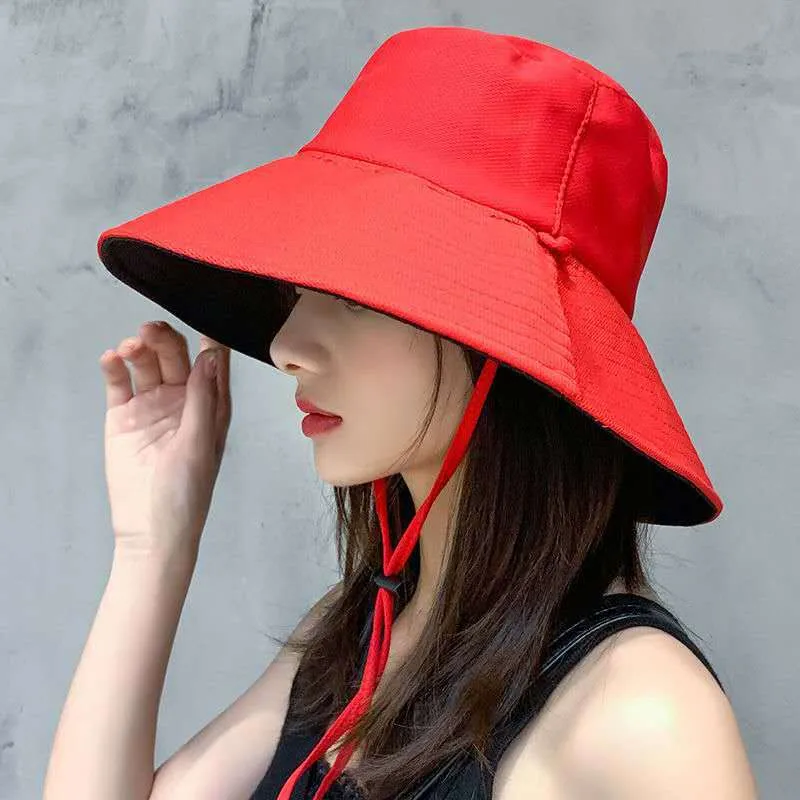 Double-sided Foldable Bucket Hat Summer Sun Hat for Women Girls Visor Fisherman Cap Anti-UV Wide Brim Sunscreen Hats Caps