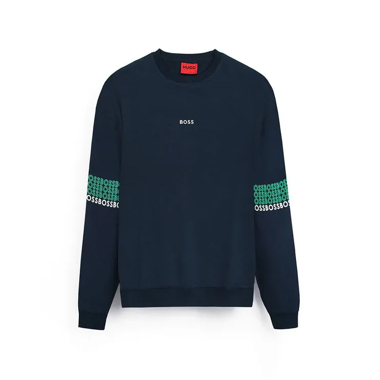 HU - Men 'Navy' Exclusive Multi Color Logos Fleece Sweatshirt HU354