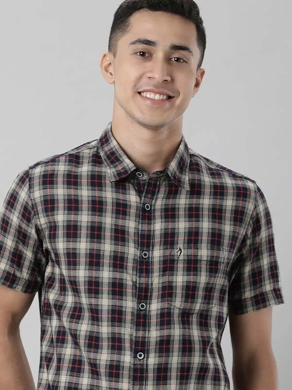 Men Checked Half Sleeve Cotton Shirt