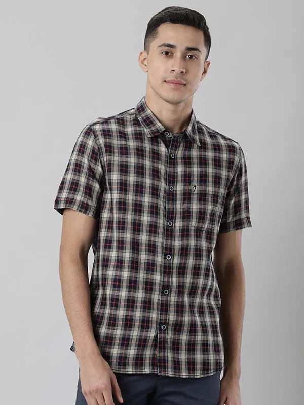 Men Checked Half Sleeve Cotton Shirt