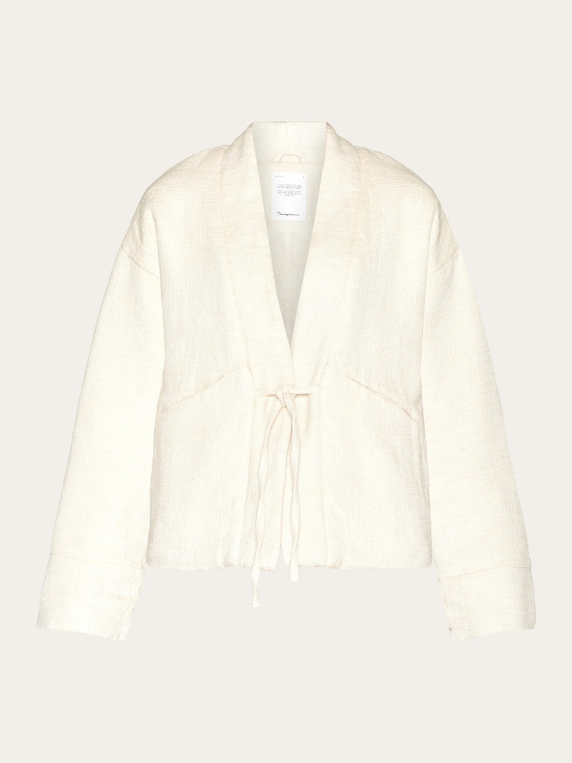 Padded kimono herringbone structure jacket - Egret