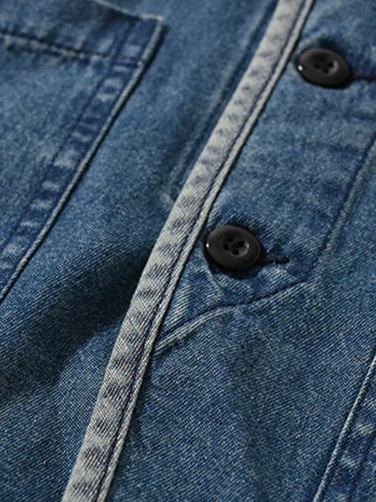 PRE-ORDER Contrast Button Collarless Denim Jacket