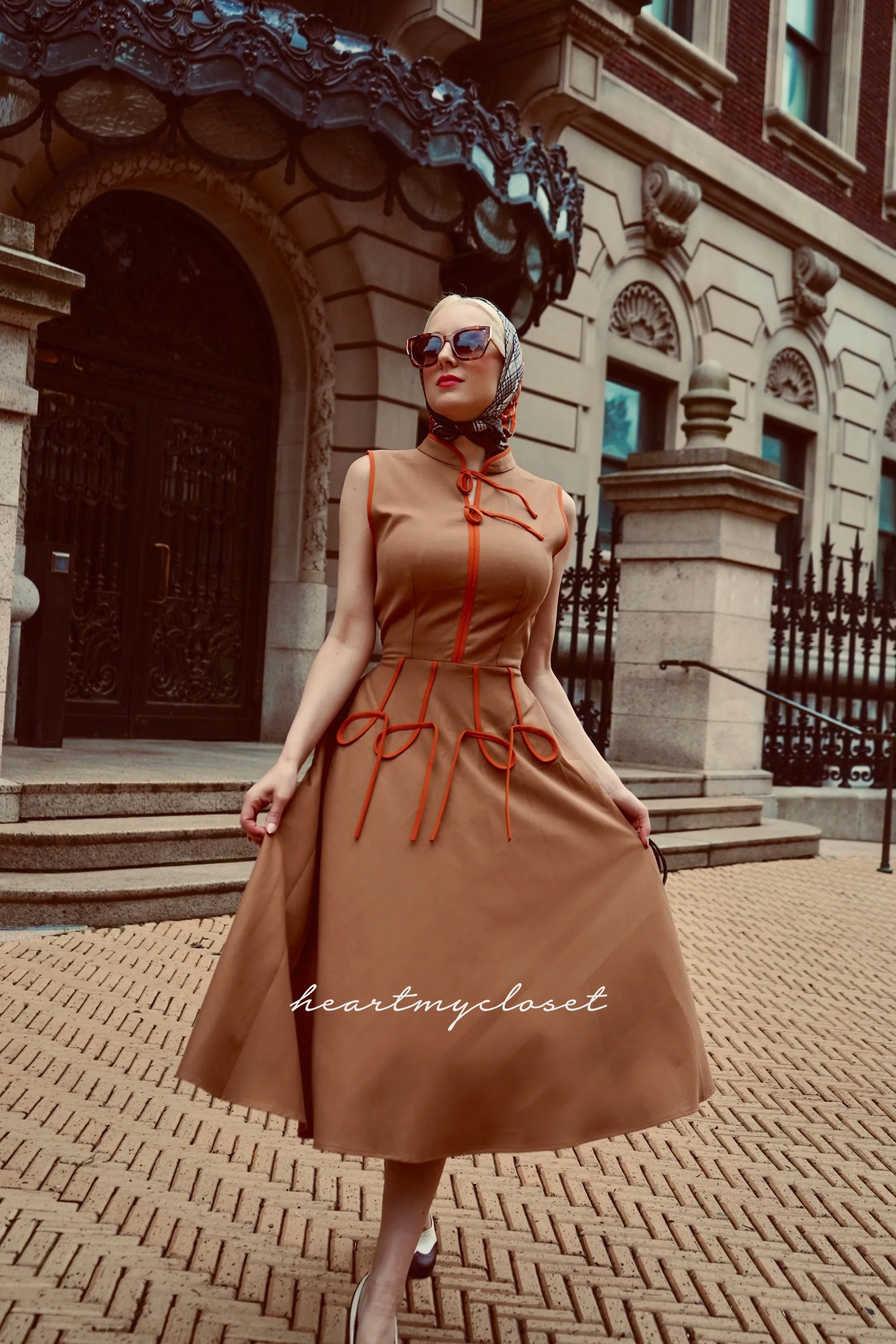 RACHEL in camel - swing vintage inspired dress