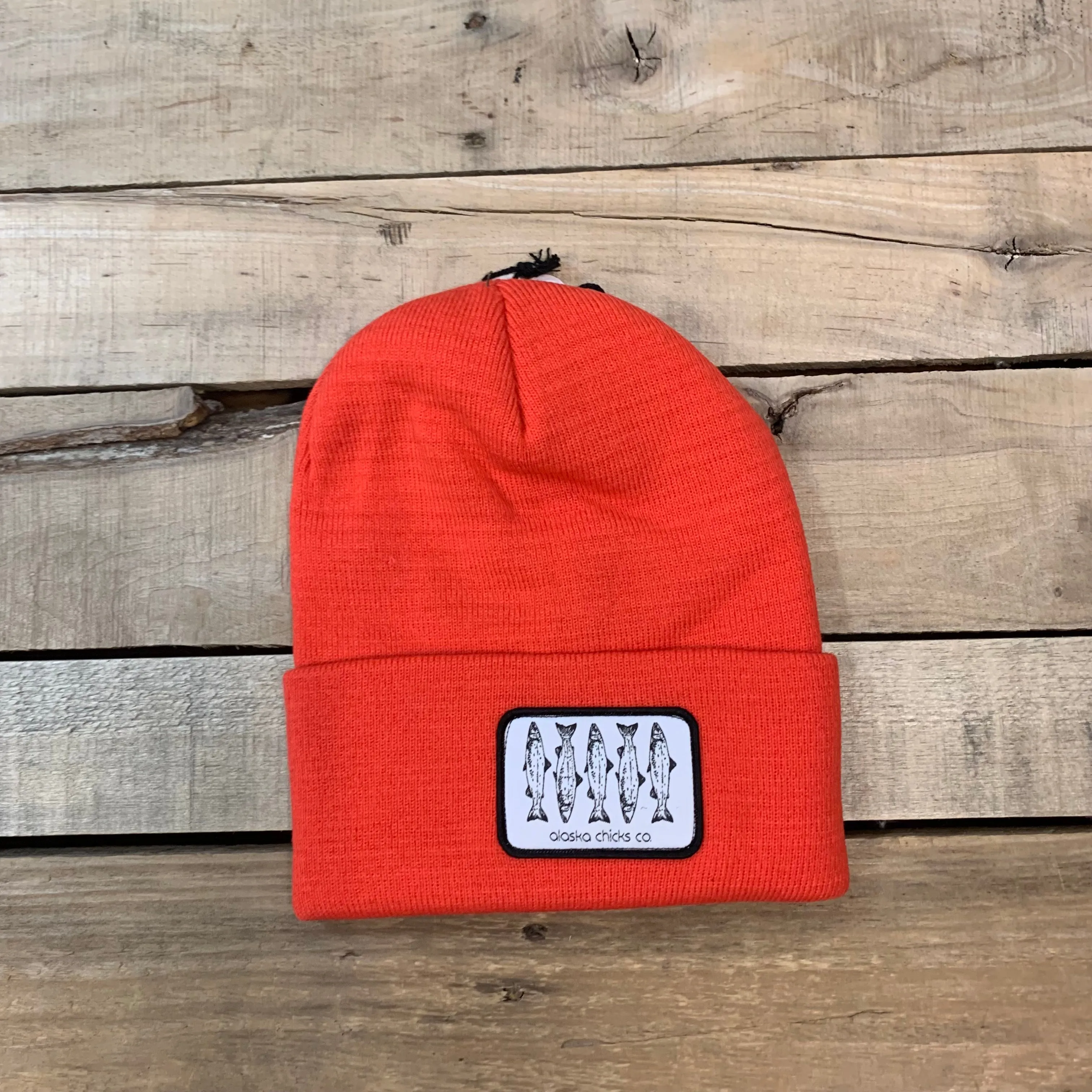 Salmon Sketch Beanie - Black Fish With White Patch