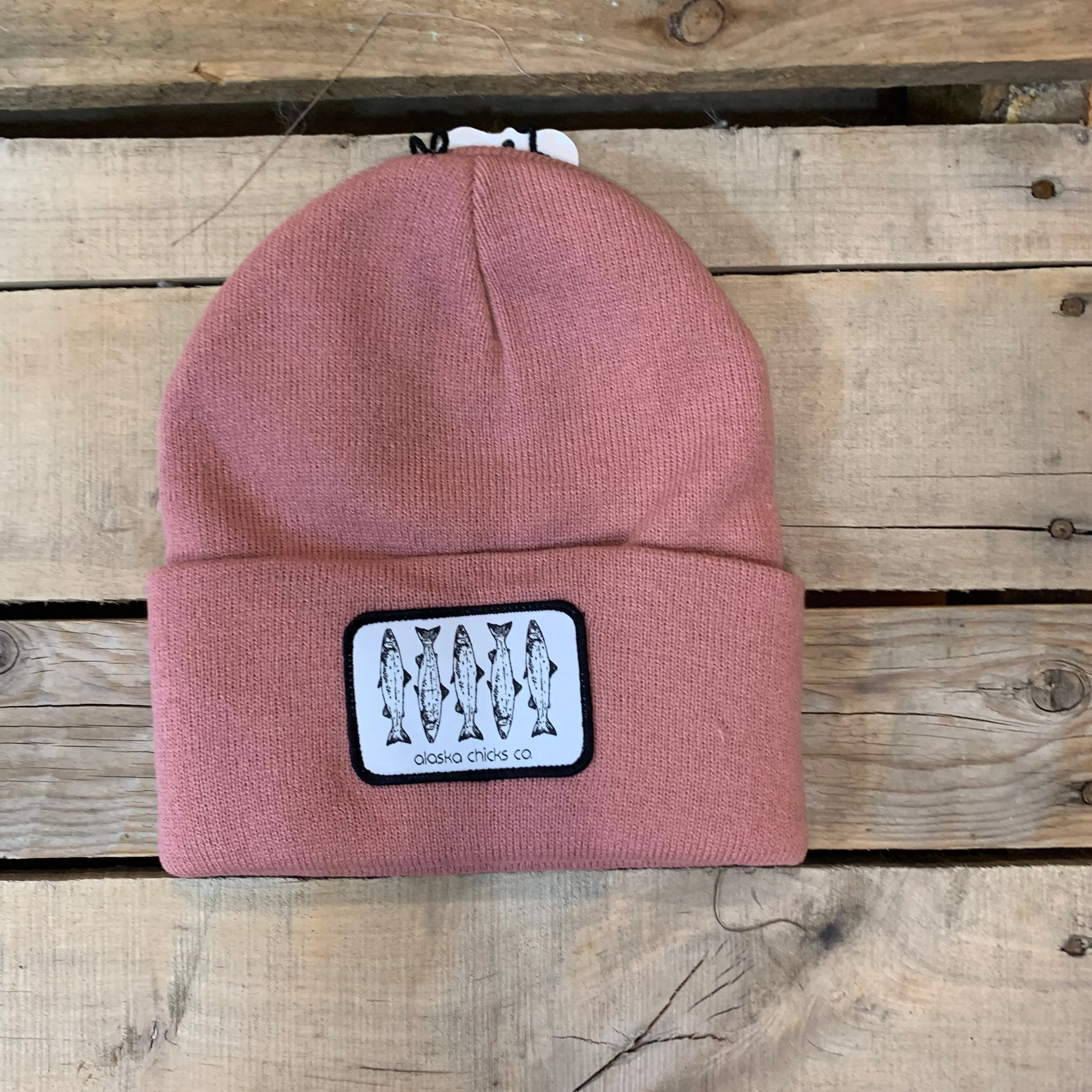 Salmon Sketch Beanie - Black Fish With White Patch