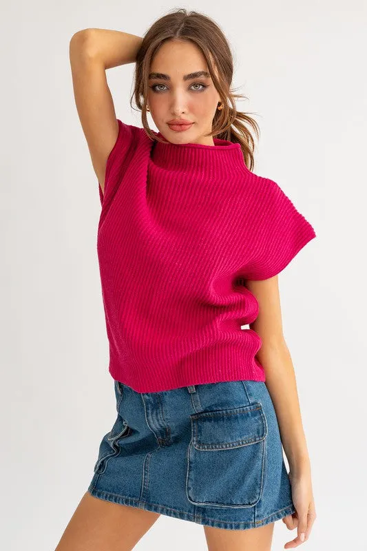 Turtle Neck Power Shoulder Sweater